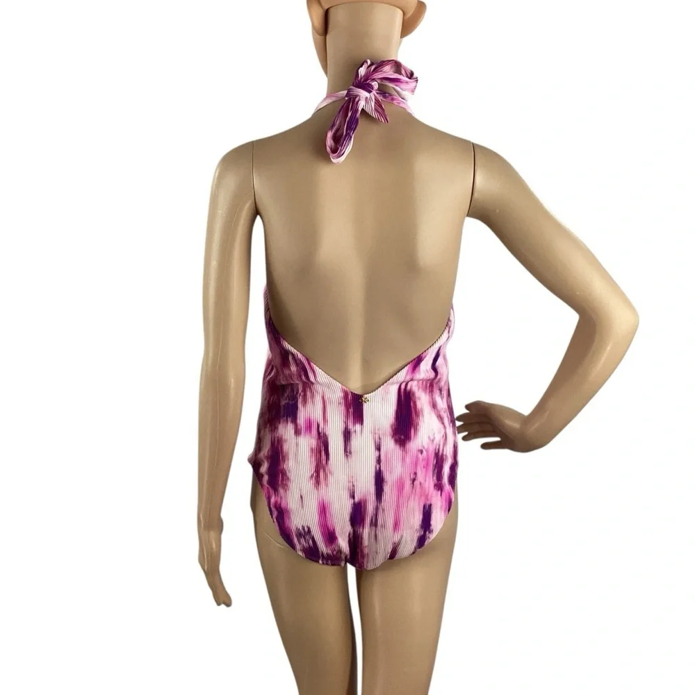 PQ Swim Spell Avery One Piece Swimsuit Pink Tie Dye Ribbed M - Picture 5 of 7